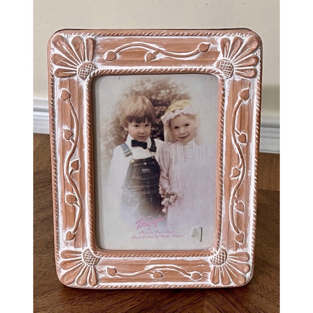 Vintage Terragraphics 1986 Terra Cotta Picture Frame With Originals Stickers